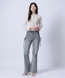 サイドレースアップ美脚デニムパンツ