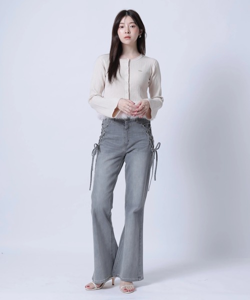 Rirandture(リランドチュール)の「サイドレースアップ美脚デニムパンツ(その他パンツ・レディース・ライトブルー/ネイビー/グレー・0/XS-Long/1/2)」の1枚目の写真