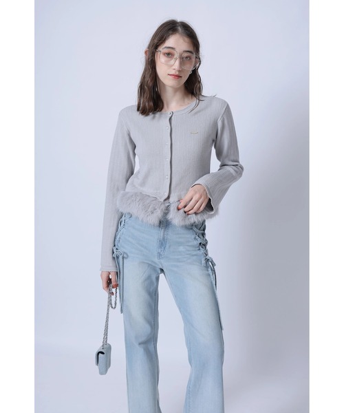 Rirandture(リランドチュール)の「サイドレースアップ美脚デニムパンツ(その他パンツ・レディース・ライトブルー/ネイビー/グレー・0/XS-Long/1/2)」の2枚目の写真
