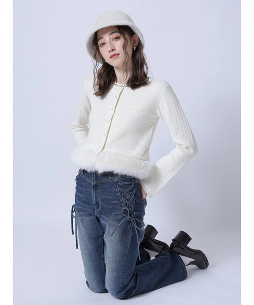Rirandture(リランドチュール)の「サイドレースアップ美脚デニムパンツ(その他パンツ・レディース・ライトブルー/ネイビー/グレー・0/XS-Long/1/2)」の4枚目の写真