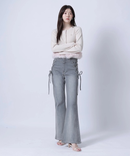 Rirandture(リランドチュール)の「サイドレースアップ美脚デニムパンツ(その他パンツ・レディース・ライトブルー/ネイビー/グレー・0/XS-Long/1/2)」の5枚目の写真