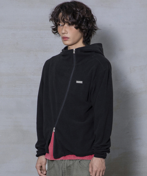 XTONZ(エクストーンズ)の「XJ148 カーブドジッパー ライトボアジャケット フードジップアップ (BLACK)(その他アウター・レディース・その他・LARGE/MEDIUM)」の10枚目の写真