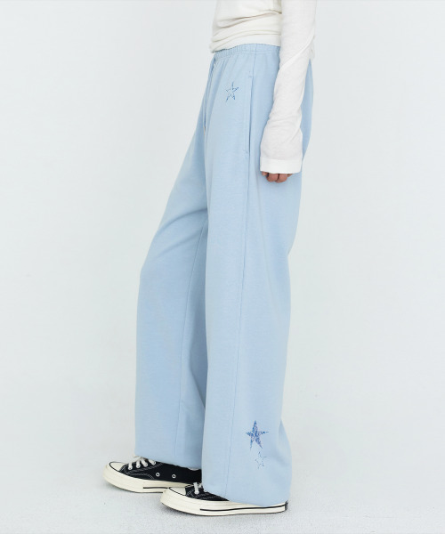 MONGDOL（モンドル）の「スターグラフィック ウエストゴム スウェットパンツ スカイブルー MDPT088SKYBLUE（スウェットパンツ・レディース・その他・F）」の3枚目の写真