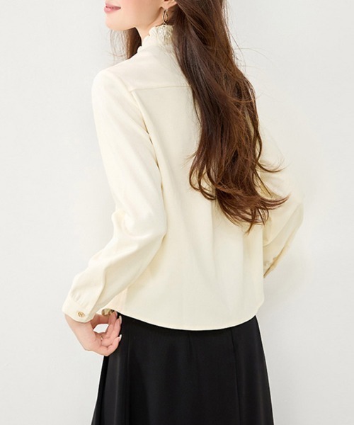 ONEP STAR（ワンピスター）の「フリルネックスタンドカラー長袖シャツブラウス（シャツ/ブラウス・レディース・ベージュ・X-LARGE/LARGE/MEDIUM）」の10枚目の写真