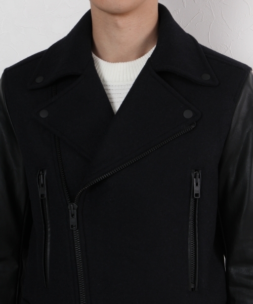 GLOBAL WORK（グローバルワーク）の「ウールライダースジャケット/719571 （ライダースジャケット・メンズ・カーキ/ネイビー・X-LARGE/LARGE/MEDIUM/SMALL）」の10枚目の写真