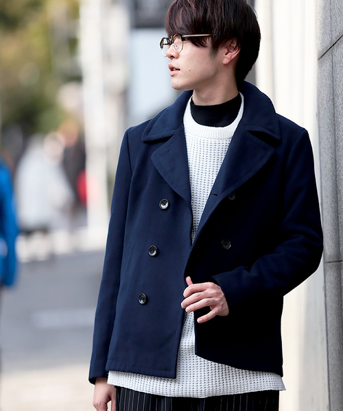 WEGO（ウィゴー）の「WEGO/Pコート（ピーコート・メンズ・キャメル/ブラック/ダークグレー/ネイビー/ワイン・MEDIUM/SMALL/LARGE）」の4枚目の写真