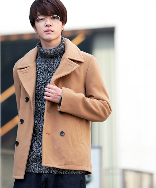 WEGO（ウィゴー）の「WEGO/Pコート（ピーコート・メンズ・キャメル/ブラック/ダークグレー/ネイビー/ワイン・MEDIUM/SMALL/LARGE）」の2枚目の写真