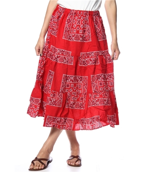 BEAMS BOY（ビームスボーイ）の「BEAMS BOY / バンダナ3段 スカート **（スカート・レディース・レッド/グリーン/ネイビー・ONE SIZE）」の3枚目の写真