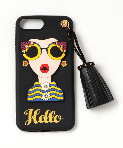 lala Born（ララボーン）の「【lalaBorn/ララボーン】グラサンガール立体ラバーバージョンiPhone7, 7PLUS, iPhone8, 8PLUS（スマホケース/カバー・レディース・ブラック×ホワイト/レッド/ライトピンク/ブラック×イエロー/ブラック×ピンク・L/M）」の3枚目の写真