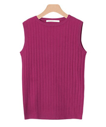 Pierrot | 【シルクの様なリッチな風合い】UVカット＆お家で洗える ノースリーブリブニットトップス/サマーニット(ニット/セーター)