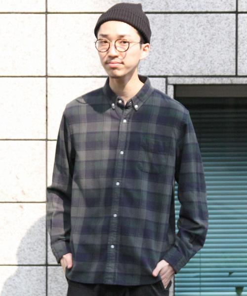 coen（コーエン）の「ネルチェックシャツ1（シャツ/ブラウス・メンズ・ダークグリーン/コバルトブルー/ダークブラウン/ベージュ・LARGE/MEDIUM/X-LARGE/SMALL）」の4枚目の写真