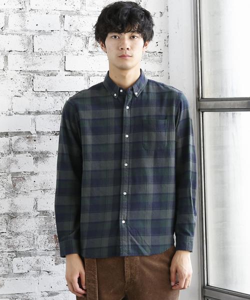 coen（コーエン）の「ネルチェックシャツ1（シャツ/ブラウス・メンズ・ダークグリーン/コバルトブルー/ダークブラウン/ベージュ・LARGE/MEDIUM/X-LARGE/SMALL）」の5枚目の写真