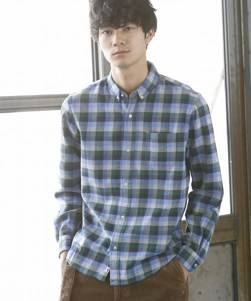 coen（コーエン）の「ネルチェックシャツ1（シャツ/ブラウス・メンズ・ダークグリーン/コバルトブルー/ダークブラウン/ベージュ・LARGE/MEDIUM/X-LARGE/SMALL）」の6枚目の写真