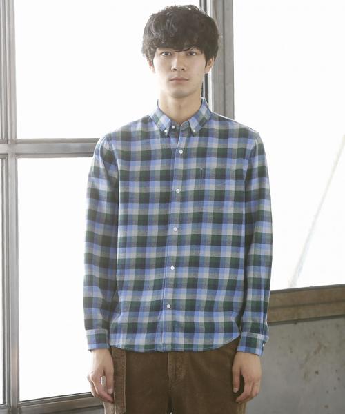 coen（コーエン）の「ネルチェックシャツ1（シャツ/ブラウス・メンズ・ダークグリーン/コバルトブルー/ダークブラウン/ベージュ・LARGE/MEDIUM/X-LARGE/SMALL）」の7枚目の写真