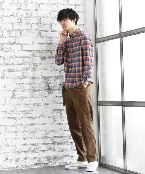 coen（コーエン）の「ネルチェックシャツ1（シャツ/ブラウス・メンズ・ダークグリーン/コバルトブルー/ダークブラウン/ベージュ・LARGE/MEDIUM/X-LARGE/SMALL）」の9枚目の写真