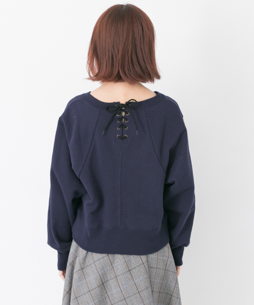 URBAN RESEARCH（アーバンリサーチ）の「カレッジロゴレースアップスウェット（スウェット・レディース・ネイビー/グレー・FREE）」の9枚目の写真