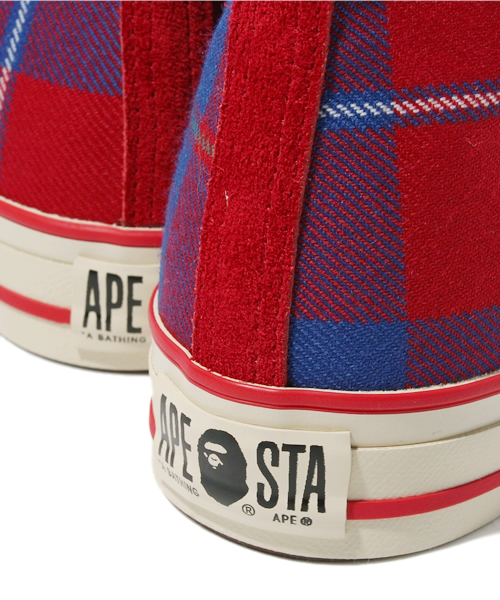 A BATHING APE（アベイシングエイプ）の「TARTAN CHECK APE STA（スニーカー・メンズ・レッド/グリーン/ブルー・9/12/7/7.5/11/9.5/8.5/8/10）」の10枚目の写真