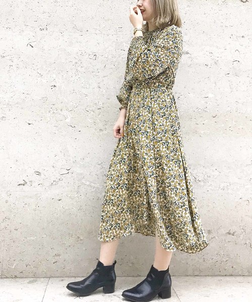 Cheek（チーク）の「イレギュラーヘム花柄ワンピース（ワンピース・レディース・ネイビー/オフホワイト・MEDIUM）」の2枚目の写真