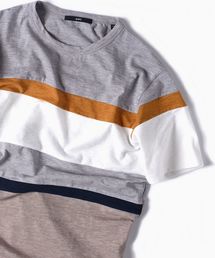 SHIPS | SC: パッチワーク ボーダー Tシャツ□(Tシャツ/カットソー)