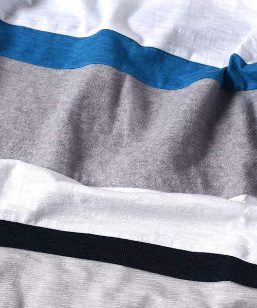 SHIPS（シップス）の「SC: パッチワーク ボーダー Tシャツ□（Tシャツ/カットソー・メンズ・ホワイト/ネイビー/グレー・SMALL/X-LARGE/LARGE/MEDIUM）」の10枚目の写真