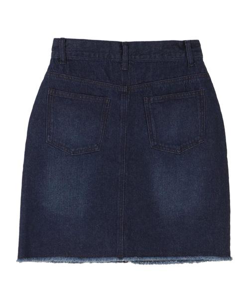 earth music&ecology（アースミュージックアンドエコロジー）の「・裾フリンジデニムミニスカート（デニムスカート・レディース・ライトインディゴブルー/インディゴブルー・S/M）」の8枚目の写真