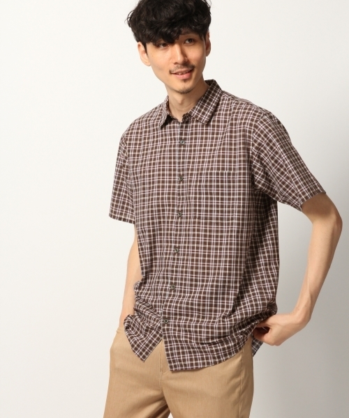 GLOBAL WORK（グローバルワーク）の「TCチェックシャツ半袖/796109（シャツ/ブラウス・メンズ・ダークブラウン/グリーン/ワインレッド/ライトベージュ・SMALL/X-LARGE/LARGE/MEDIUM）」の2枚目の写真