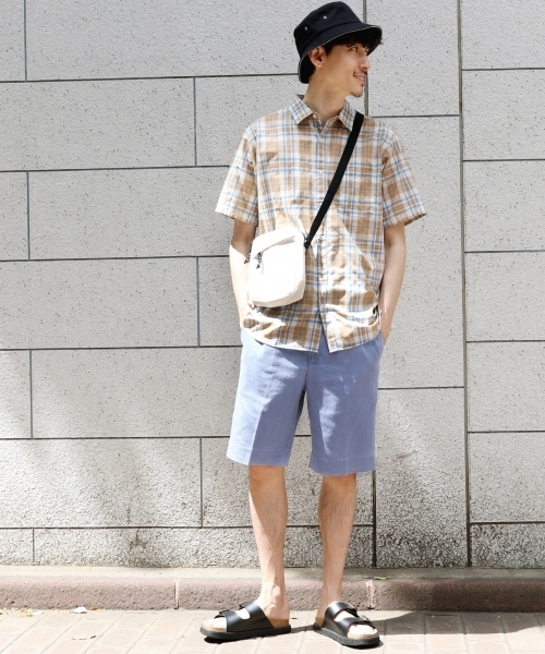 GLOBAL WORK（グローバルワーク）の「TCチェックシャツ半袖/796109（シャツ/ブラウス・メンズ・ダークブラウン/グリーン/ワインレッド/ライトベージュ・SMALL/X-LARGE/LARGE/MEDIUM）」の5枚目の写真