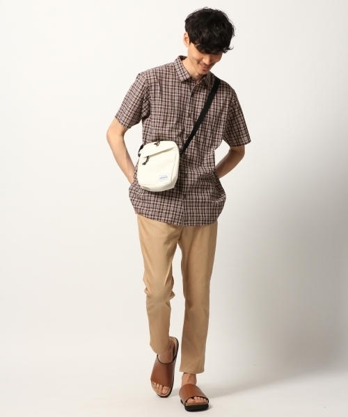 GLOBAL WORK（グローバルワーク）の「TCチェックシャツ半袖/796109（シャツ/ブラウス・メンズ・ダークブラウン/グリーン/ワインレッド/ライトベージュ・SMALL/X-LARGE/LARGE/MEDIUM）」の7枚目の写真