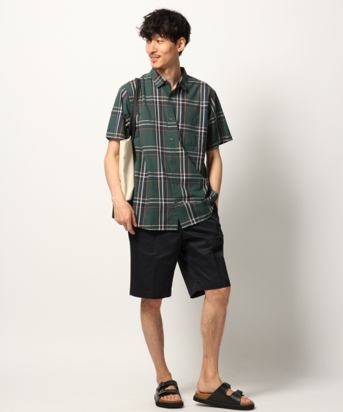 GLOBAL WORK（グローバルワーク）の「TCチェックシャツ半袖/796109（シャツ/ブラウス・メンズ・ダークブラウン/グリーン/ワインレッド/ライトベージュ・SMALL/X-LARGE/LARGE/MEDIUM）」の8枚目の写真