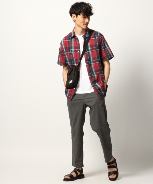 GLOBAL WORK（グローバルワーク）の「TCチェックシャツ半袖/796109（シャツ/ブラウス・メンズ・ダークブラウン/グリーン/ワインレッド/ライトベージュ・SMALL/X-LARGE/LARGE/MEDIUM）」の9枚目の写真