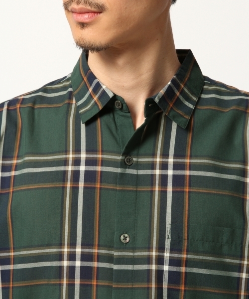 GLOBAL WORK（グローバルワーク）の「TCチェックシャツ半袖/796109（シャツ/ブラウス・メンズ・ダークブラウン/グリーン/ワインレッド/ライトベージュ・SMALL/X-LARGE/LARGE/MEDIUM）」の14枚目の写真