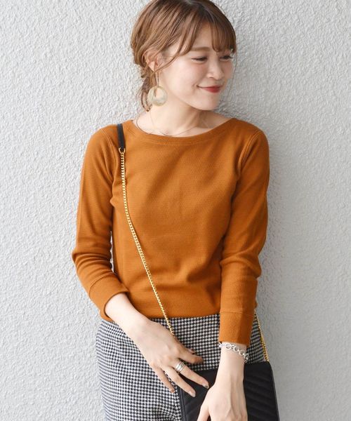 SHIPS（シップス）の「ヘンリーロングスリーブ◇（Tシャツ/カットソー・レディース・オフホワイト/ブラック/キャメル・ONE SIZE）」の3枚目の写真