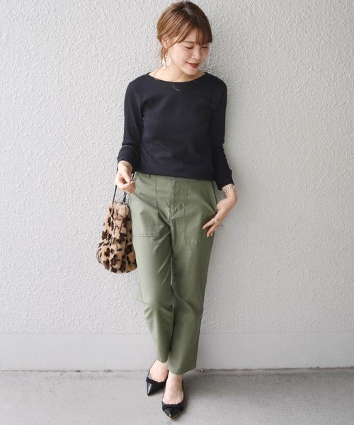 SHIPS（シップス）の「ヘンリーロングスリーブ◇（Tシャツ/カットソー・レディース・オフホワイト/ブラック/キャメル・ONE SIZE）」の8枚目の写真