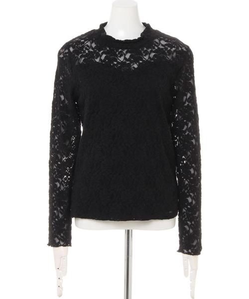 INGNI（イング）の「起毛レースハイネックトップス（Tシャツ/カットソー・レディース・ブラック/ブラウン/オフホワイト/ボルドー・M）」の6枚目の写真
