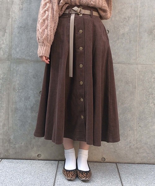 one after another NICE CLAUP（ワンアフターアナザーナイスクラップ）の「ベルト付きアソートロングスカート（スカート・レディース・ブラウン/ピンク/アイボリー/ベージュ系その他/ピンク系その他・FREE）」の3枚目の写真