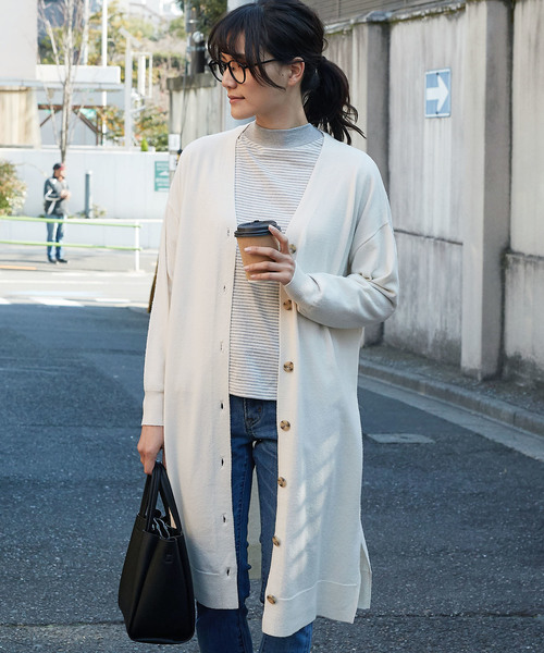 AMERICAN HOLIC(アメリカンホリック)の「ロングカーディガン(カーディガン/ボレロ・レディース・チャコールグレー/ブラック/ベージュ/ネイビー/アイボリー/杢グレー・FREE)」の2枚目の写真