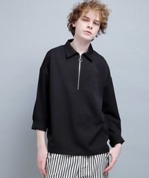 EMMA CLOTHES | TRストレッチスーツ地オーバーサイズハープジップシャツ(シャツ/ブラウス)