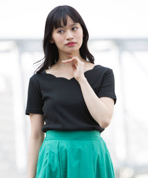 Luz Llena | ダブルスカラップテレコリブ半袖トップス(Tシャツ/カットソー)