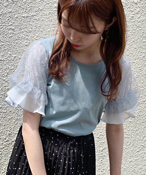 apres jour（アプレジュール）の「袖レーストップス【ZOZOTOWN限定アイテム】（Tシャツ/カットソー・レディース・ブラック/オフホワイト/サックスブルー/ライトグリーン・フリー）」の15枚目の写真