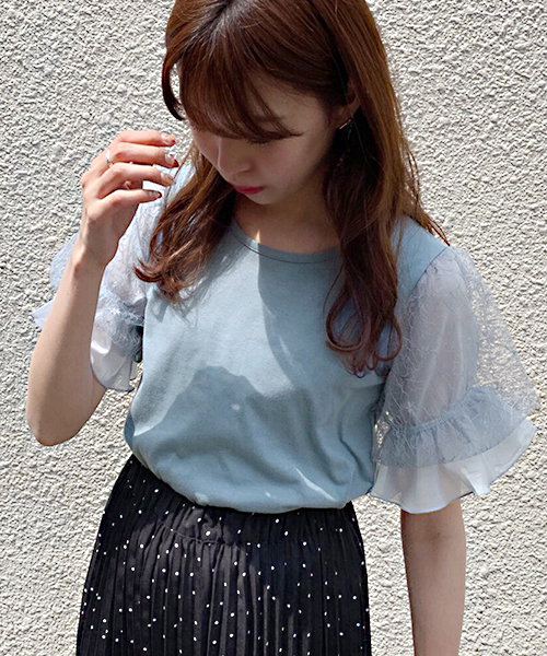 apres jour（アプレジュール）の「袖レーストップス【ZOZOTOWN限定アイテム】（Tシャツ/カットソー・レディース・ブラック/オフホワイト/サックスブルー/ライトグリーン・フリー）」の16枚目の写真