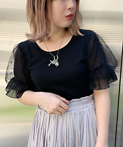 apres jour（アプレジュール）の「袖レーストップス【ZOZOTOWN限定アイテム】（Tシャツ/カットソー・レディース・ブラック/オフホワイト/サックスブルー/ライトグリーン・フリー）」の18枚目の写真