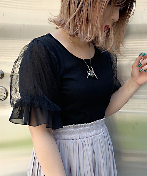 apres jour（アプレジュール）の「袖レーストップス【ZOZOTOWN限定アイテム】（Tシャツ/カットソー・レディース・ブラック/オフホワイト/サックスブルー/ライトグリーン・フリー）」の20枚目の写真