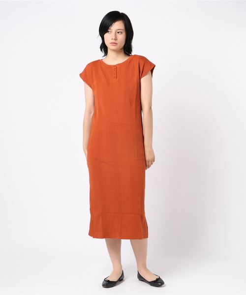 Cheek（チーク）の「ランダムワッフルワンピース（ワンピース・レディース・ベージュ/オレンジ/モスグリーン・MEDIUM）」の3枚目の写真