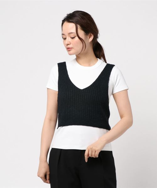 LOWRYS FARM（ローリーズファーム）の「スラブビスチェ　840122（ニット/セーター・レディース・ブラック/アイボリー/キャメル・FREE）」の9枚目の写真