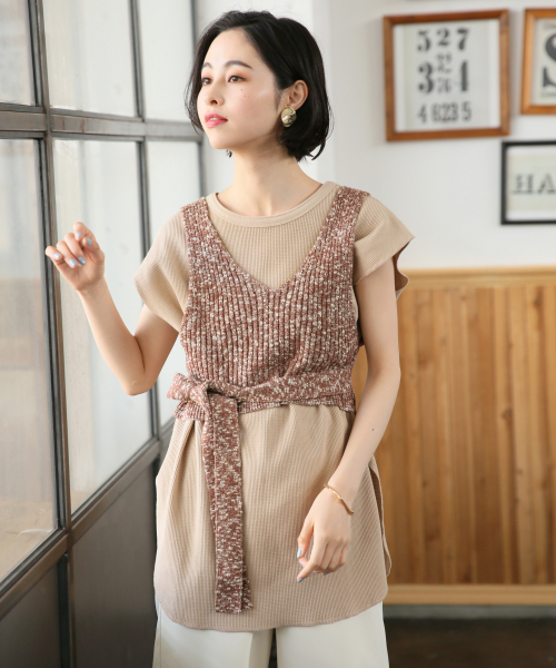 LOWRYS FARM（ローリーズファーム）の「スラブビスチェ　840122（ニット/セーター・レディース・ブラック/アイボリー/キャメル・FREE）」の22枚目の写真