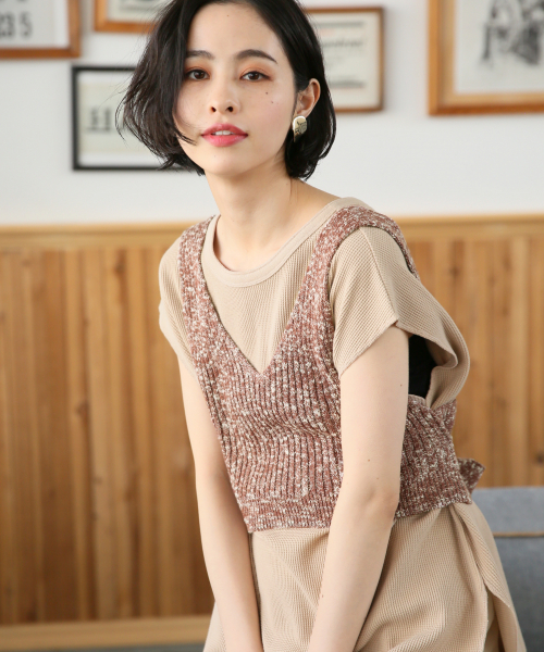 LOWRYS FARM（ローリーズファーム）の「スラブビスチェ　840122（ニット/セーター・レディース・ブラック/アイボリー/キャメル・FREE）」の7枚目の写真