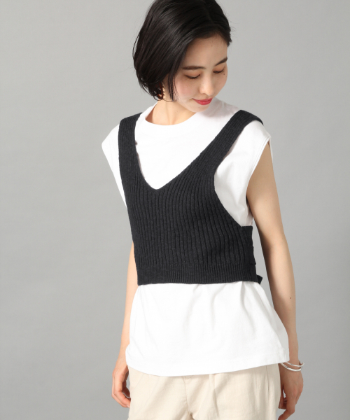 LOWRYS FARM（ローリーズファーム）の「スラブビスチェ　840122（ニット/セーター・レディース・ブラック/アイボリー/キャメル・FREE）」の11枚目の写真