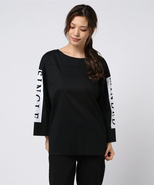 TEVALT（ヴァレット）の「ビッグロゴプリント スモッグシャツブラウス（シャツ/ブラウス・レディース・ブラック/オフホワイト/キャメル・38）」の6枚目の写真