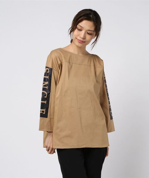 TEVALT（ヴァレット）の「ビッグロゴプリント スモッグシャツブラウス（シャツ/ブラウス・レディース・ブラック/オフホワイト/キャメル・38）」の8枚目の写真