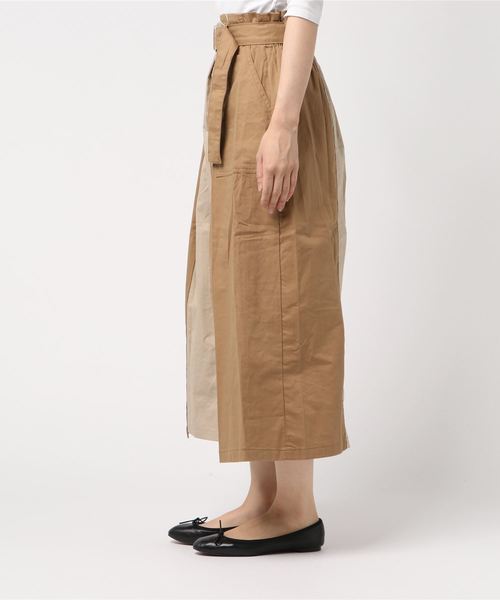 ＪＵＧＬＡＮＳ（ユグランス）の「綿ツイル 配色タックスカート（スカート・レディース・ベージュ/ブラウン/カーキ/ブラック・FREE）」の6枚目の写真